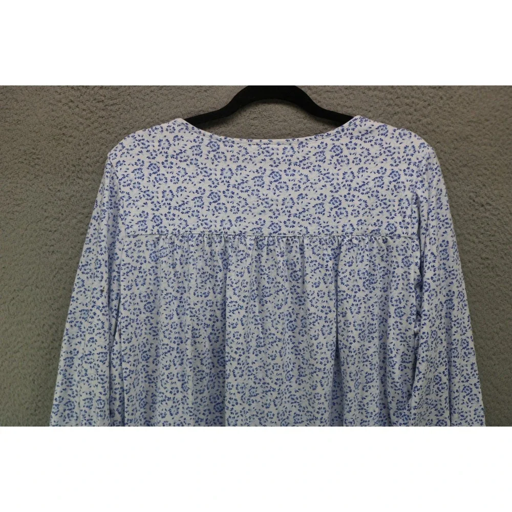 Eileen West Long Sleeve Floral Flannel Nightgown-Size Medium-Lace-Cottagecore